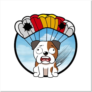 Silly bulldog has a broken parachute Posters and Art